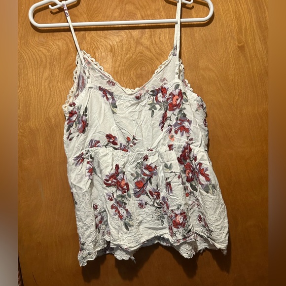 Maurices Floral Lace Tank Top - White and Red - Picture 2 of 6